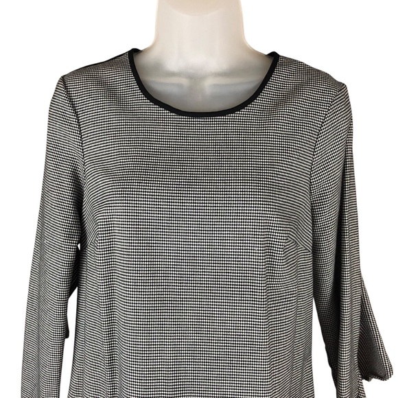 DRESS - Women's BCBGeneration Black/White Houndstooth Ruffle Sleeve Mini Dress. - Picture 6 of 16